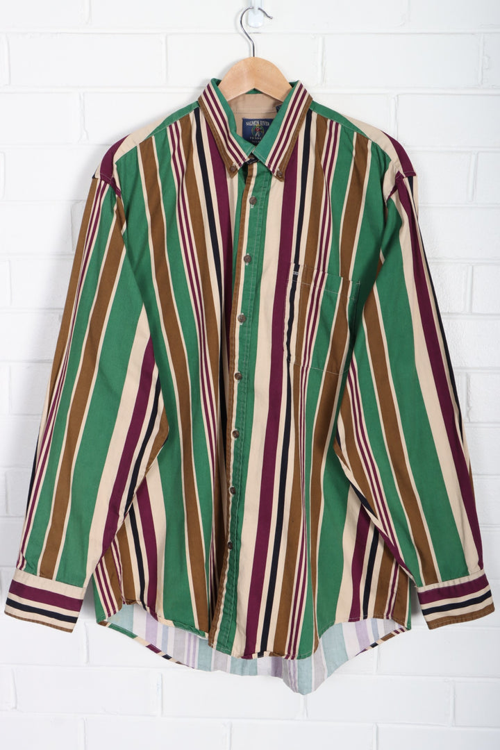 Multicolour Striped Button Up Tall Shirt (XXL)