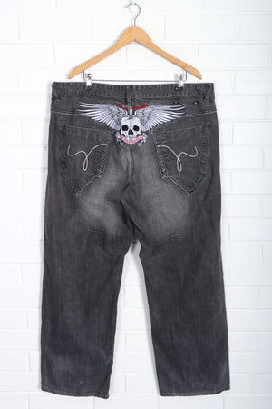ECKO UNLTD Embroidered Skull Wings Y2K Jeans (42)