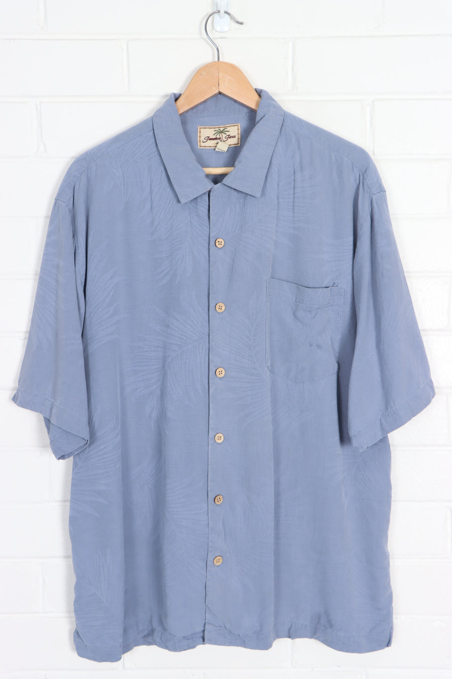 JAMAICA JAXX Powder Blue Silk Hawaiian Shirt (L) - Vintage Sole Melbourne