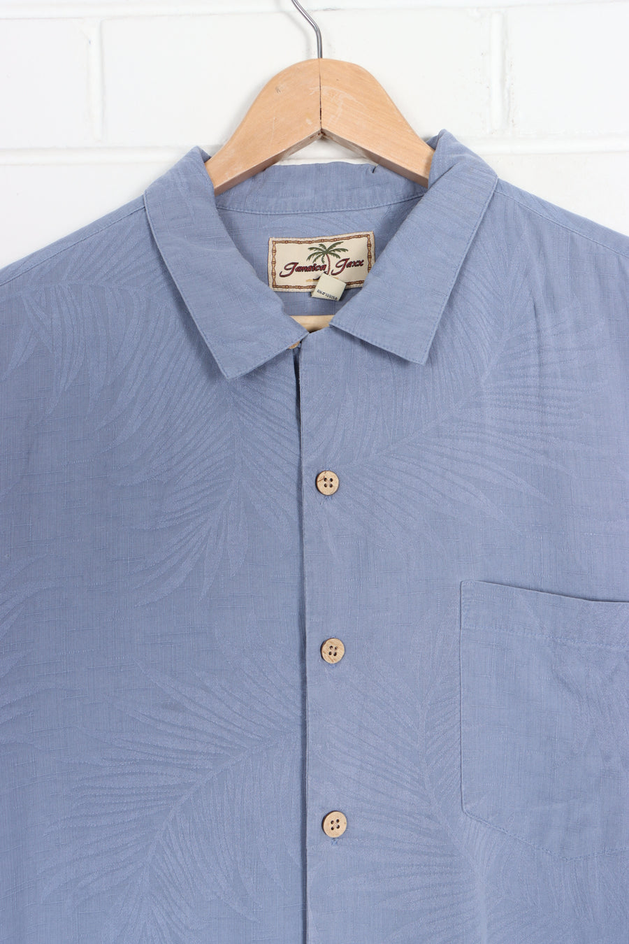 JAMAICA JAXX Powder Blue Silk Hawaiian Shirt (L) - Vintage Sole Melbourne