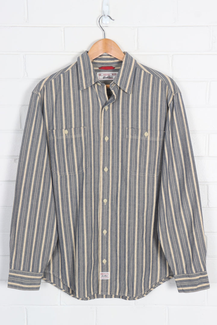 LEVI'S Blue & Beige Striped Button Up Long Sleeve Shirt (L-XL)