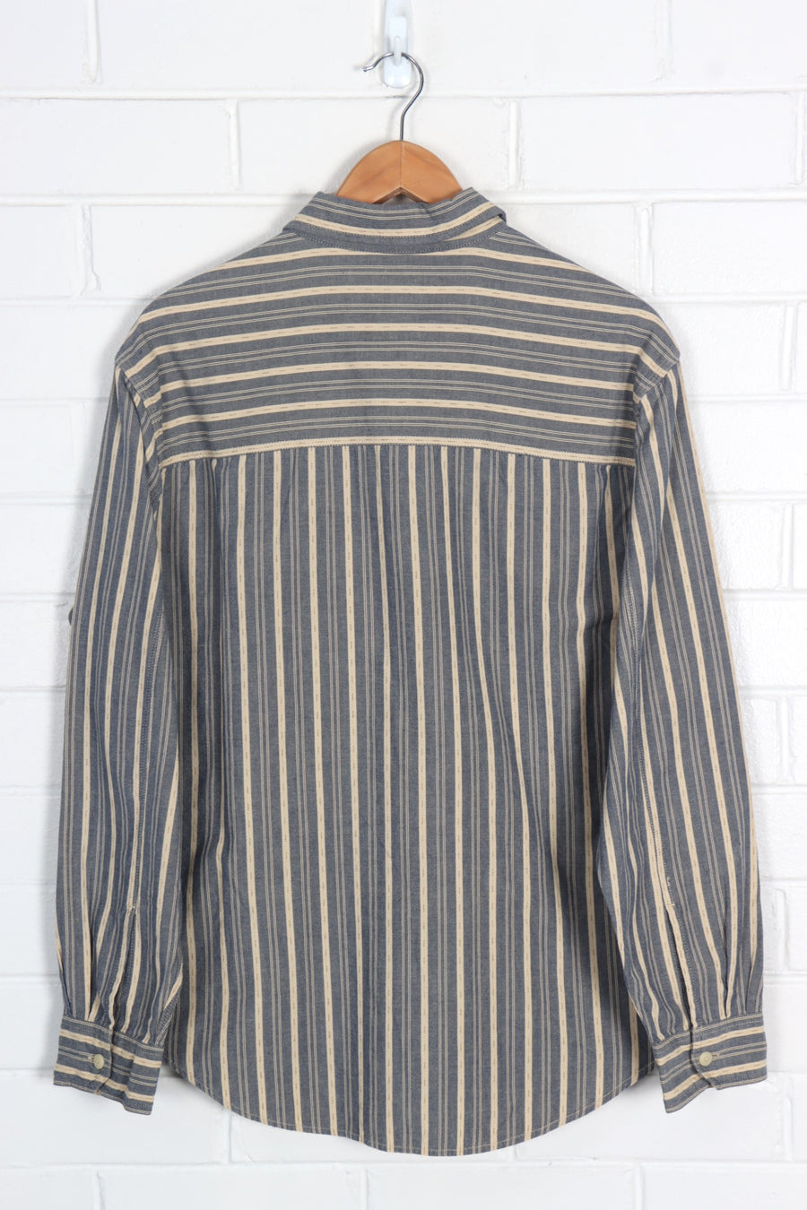 LEVI'S Blue & Beige Striped Button Up Long Sleeve Shirt (L-XL)