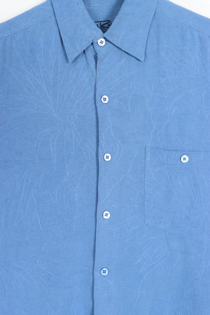Blue TORI RICHARD Embossed Silk Hawaiian Shirt (M-L)
