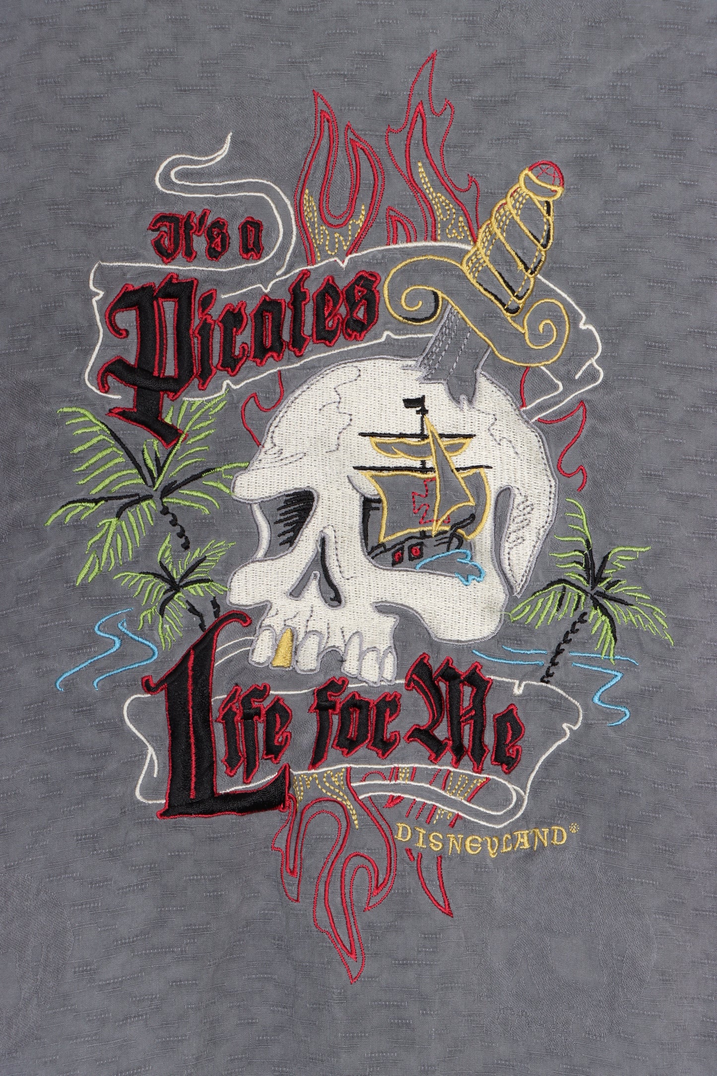 DISNEY Disneyland Pirates of the Caribbean Embroidered Silk Shirt (M-L) - Vintage Sole Melbourne