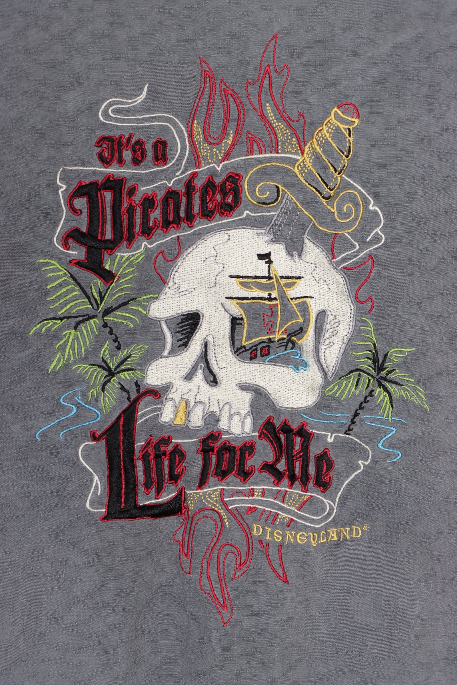 DISNEY Disneyland Pirates of the Caribbean Embroidered Silk Shirt (M-L) - Vintage Sole Melbourne