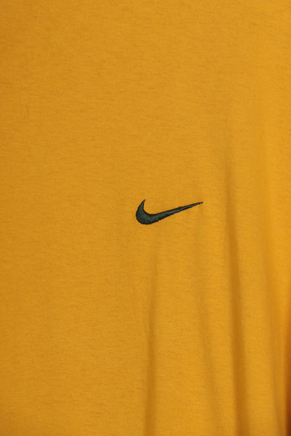 NIKE Mustard Embroidered Swoosh Logo USA Made Classic Tee (XL) - Vintage Sole Melbourne