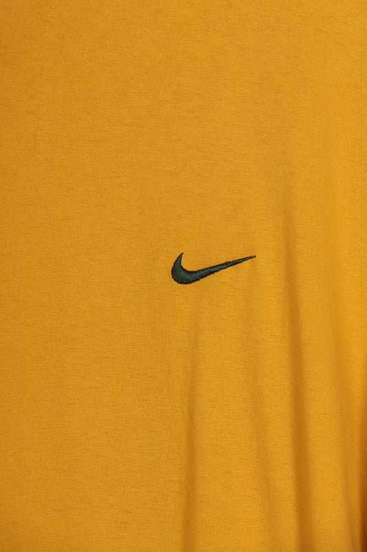 NIKE Mustard Embroidered Swoosh Logo USA Made Classic Tee (XL)