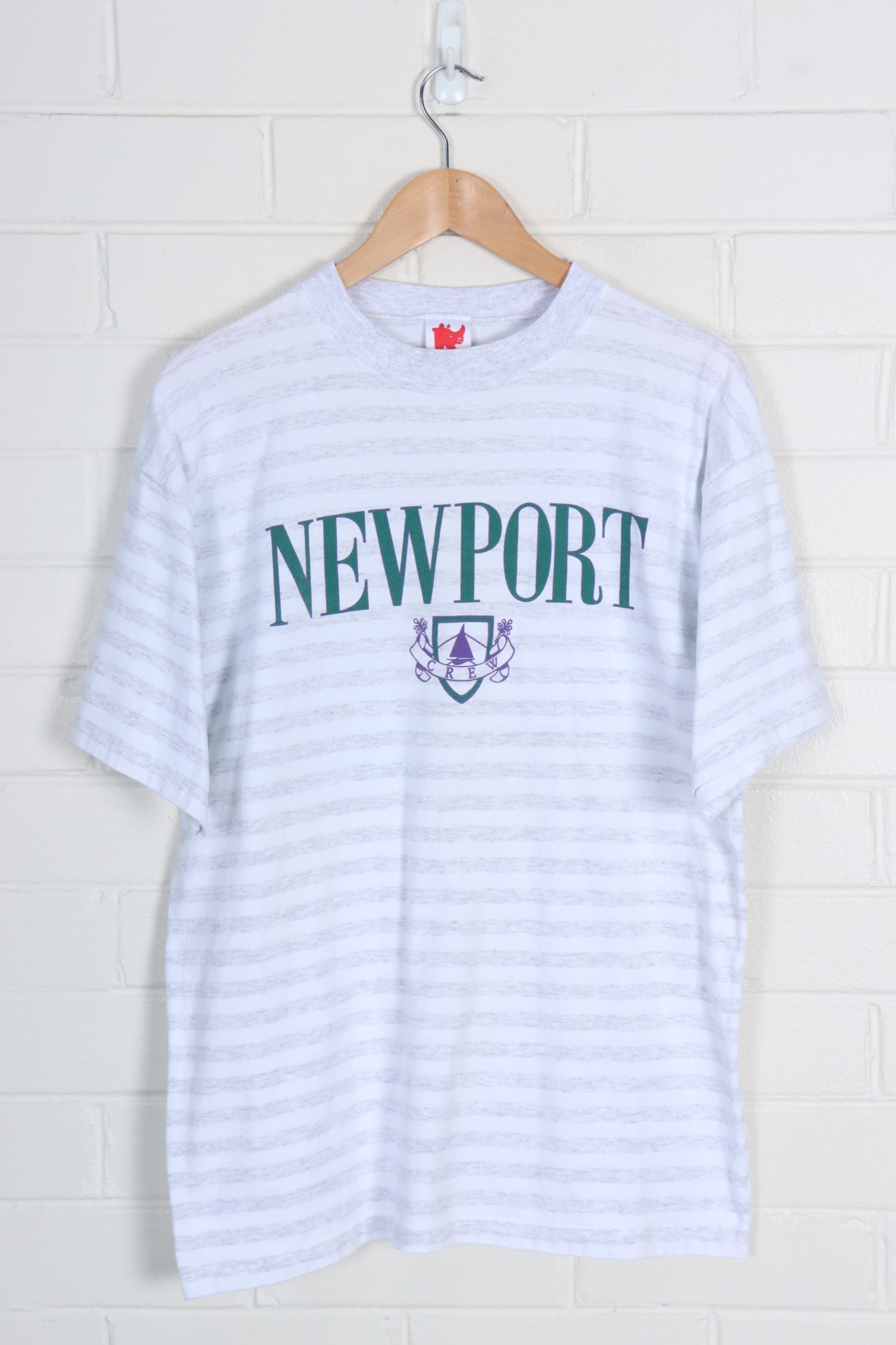 Newport Teal & Purple Striped Tee USA Made(M-L) - Vintage Sole Melbourne