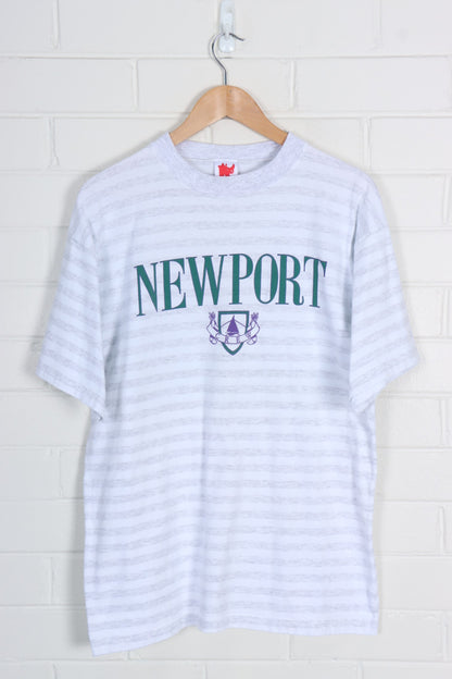 Newport Teal & Purple Striped Tee USA Made(M-L) - Vintage Sole Melbourne