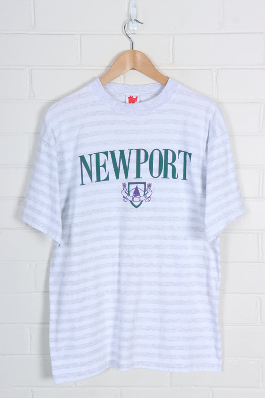 Newport Teal & Purple Striped Tee USA Made(M-L) - Vintage Sole Melbourne
