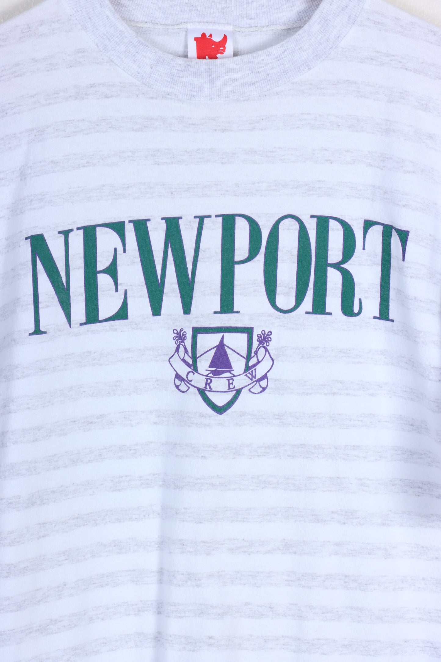 Newport Teal & Purple Striped Tee USA Made(M-L) - Vintage Sole Melbourne