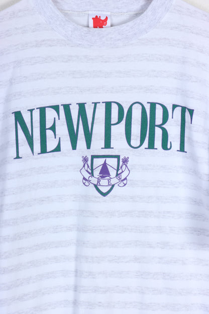 Newport Teal & Purple Striped Tee USA Made(M-L) - Vintage Sole Melbourne