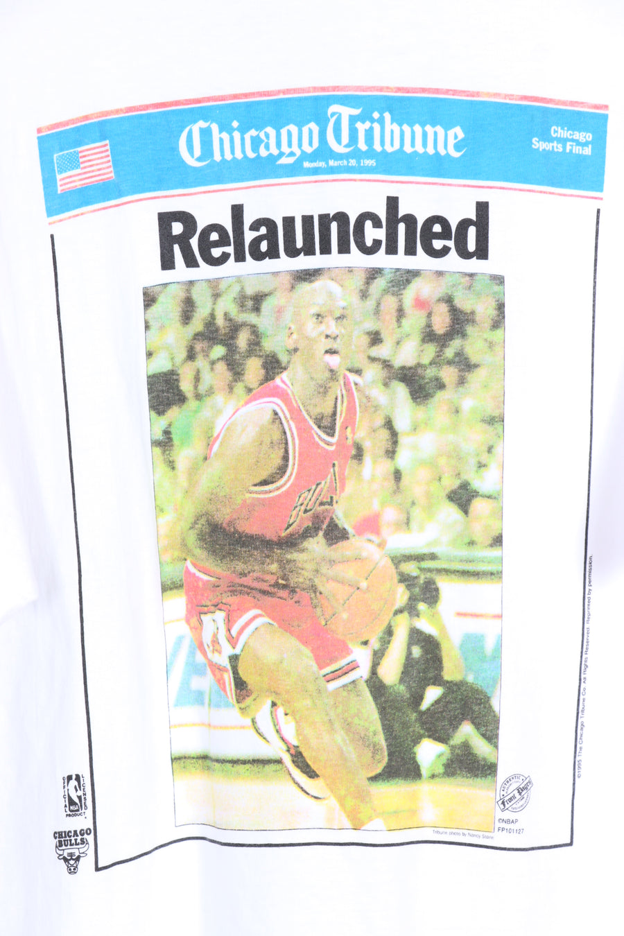 NBA 1995 Chicago Bulls Michael Jordan 'Relaunched' Tribune T-Shirt (XL)