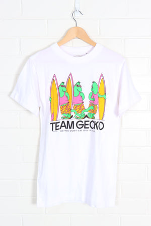 Team Gecko 'The Well-Known Surf Team of Hawaii' Fluro Single Stitch Surfing Tee (S)