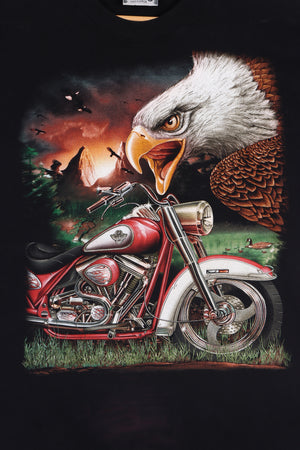 ROCK EAGLE "Live To Ride" Motorcycle & Eagle Front Back Single Stitch Tee (XL)