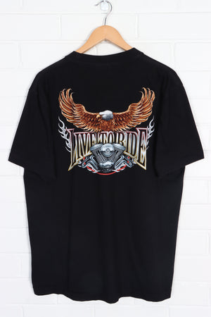 ROCK EAGLE "Live To Ride" Motorcycle & Eagle Front Back Single Stitch Tee (XL)