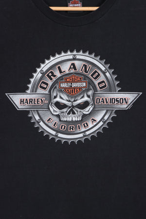 Orlando HARLEY DAVIDSON Skull & Gear Front Back Tee (XL)