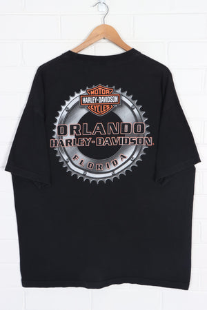 Orlando HARLEY DAVIDSON Skull & Gear Front Back Tee (XL)