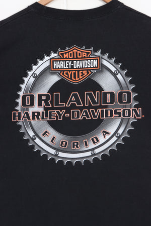 Orlando HARLEY DAVIDSON Skull & Gear Front Back Tee (XL)