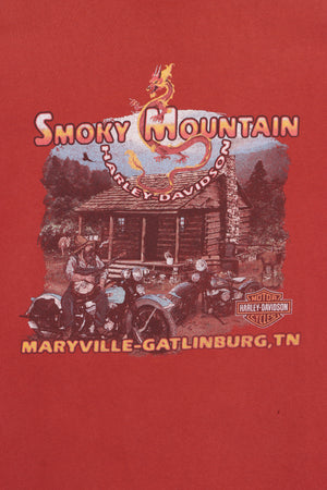HARLEY DAVIDSON "Wanted" Smoky Mountain Front Back Tee USA Made (XXL)
