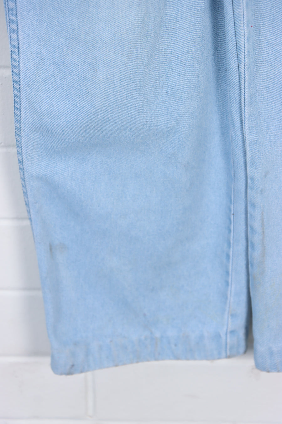 Light Blue Cat Stitched Long Denim Overalls Hong Kong Made (M) - Vintage Sole Melbourne