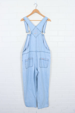 Light Blue Cat Stitched Long Denim Overalls Hong Kong Made (M) - Vintage Sole Melbourne