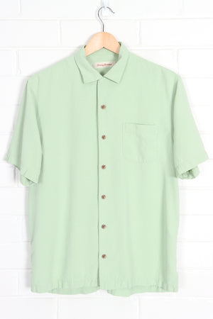 TOMMY BAHAMA Light Green Silk Short Sleeve Shirt (S)
