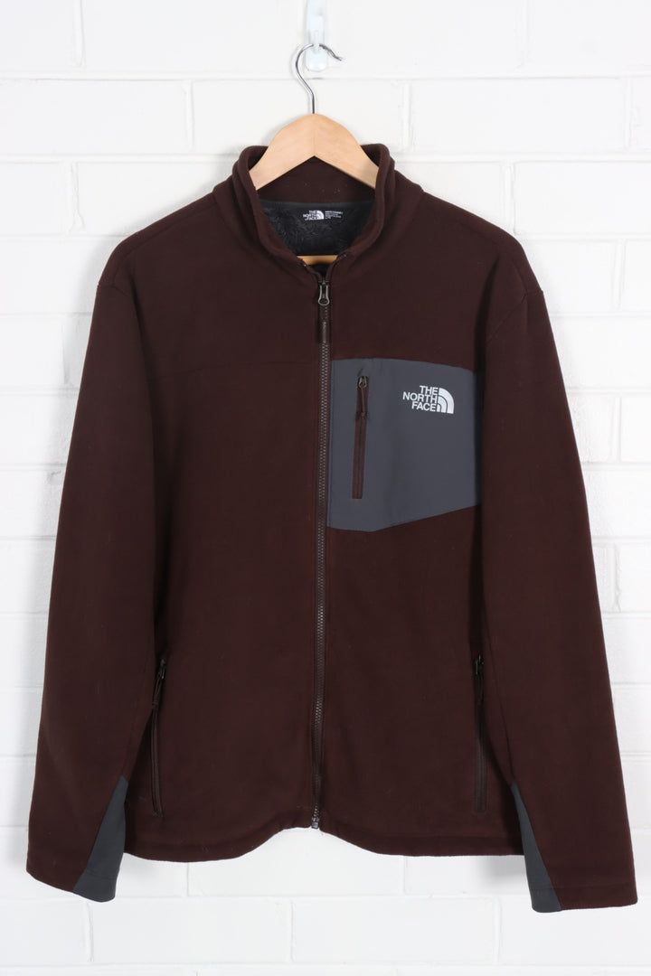 THE NORTH FACE Brown Sherpa Lined Zip Up Panel Fleece (L)