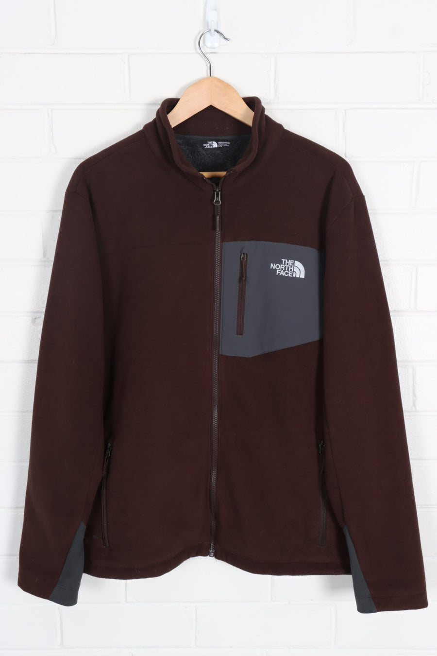 THE NORTH FACE Brown Sherpa Lined Zip Up Panel Fleece (L)