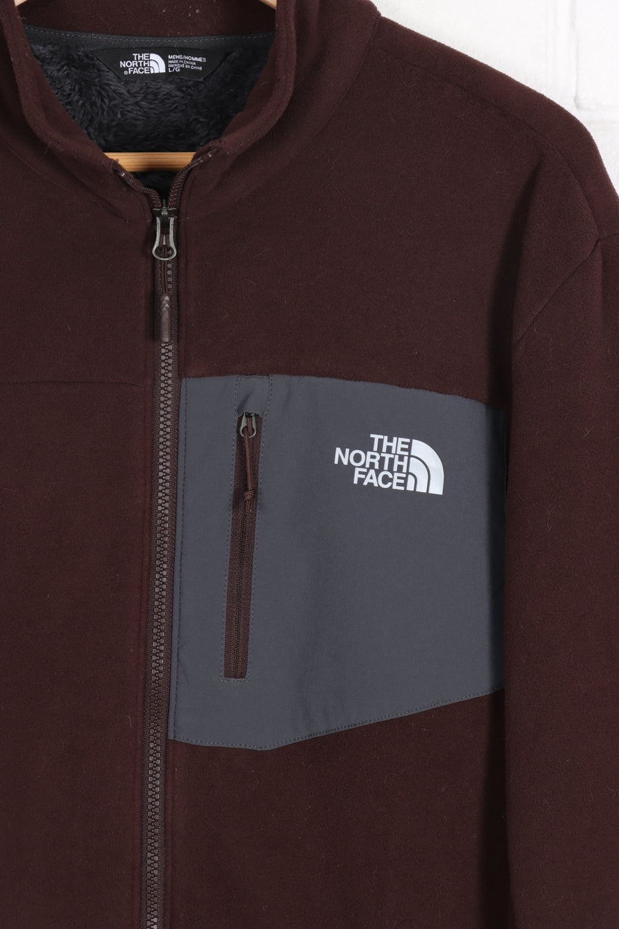 THE NORTH FACE Brown Sherpa Lined Zip Up Panel Fleece (L)
