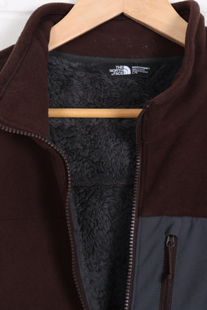 THE NORTH FACE Brown Sherpa Lined Zip Up Panel Fleece (L)