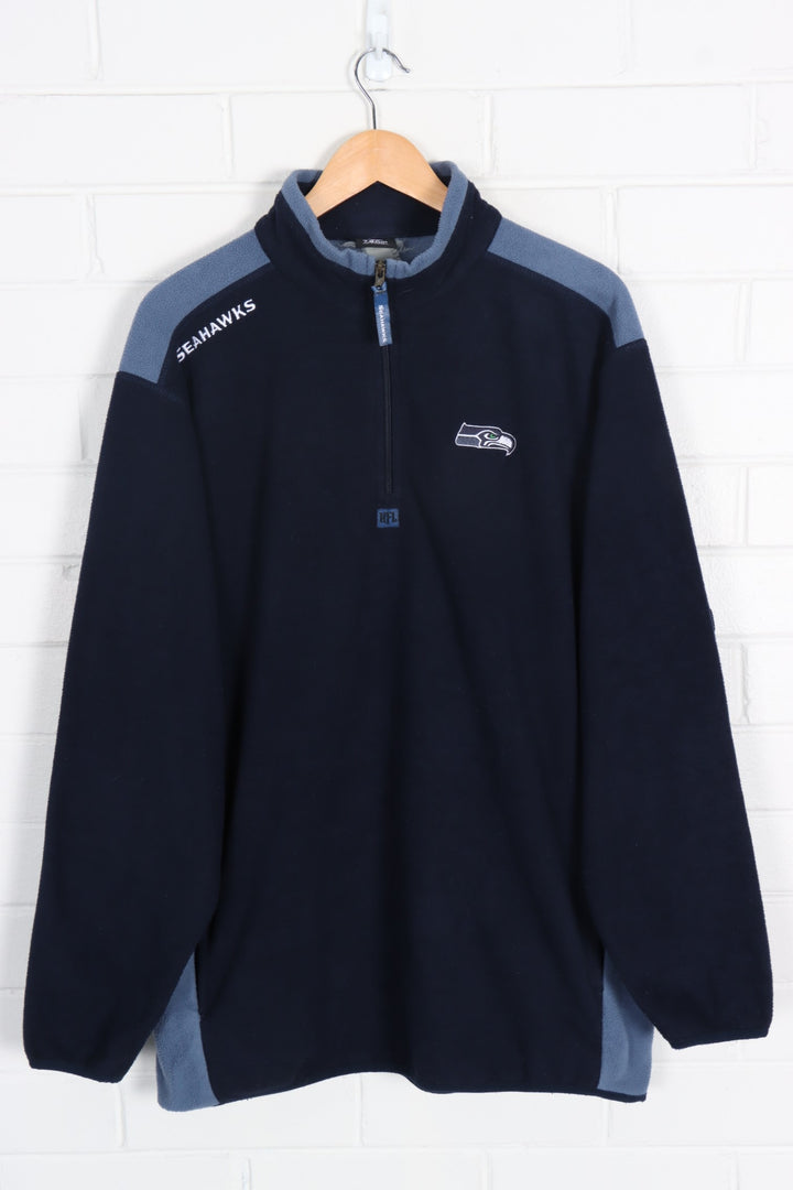 Seattle Seahawks NFL Embroidered Football 1/4 Zip Fleece (L-XL)