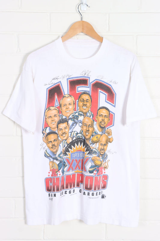 NFL San Diego Chargers 1995 AEC Champions Signatures Single Stitch Tee (M) - Vintage Sole Melbourne