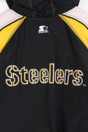 NFL Pittsburgh Steelers Padded STARTER Windbreaker Jacket with Hood (XL) - Vintage Sole Melbourne