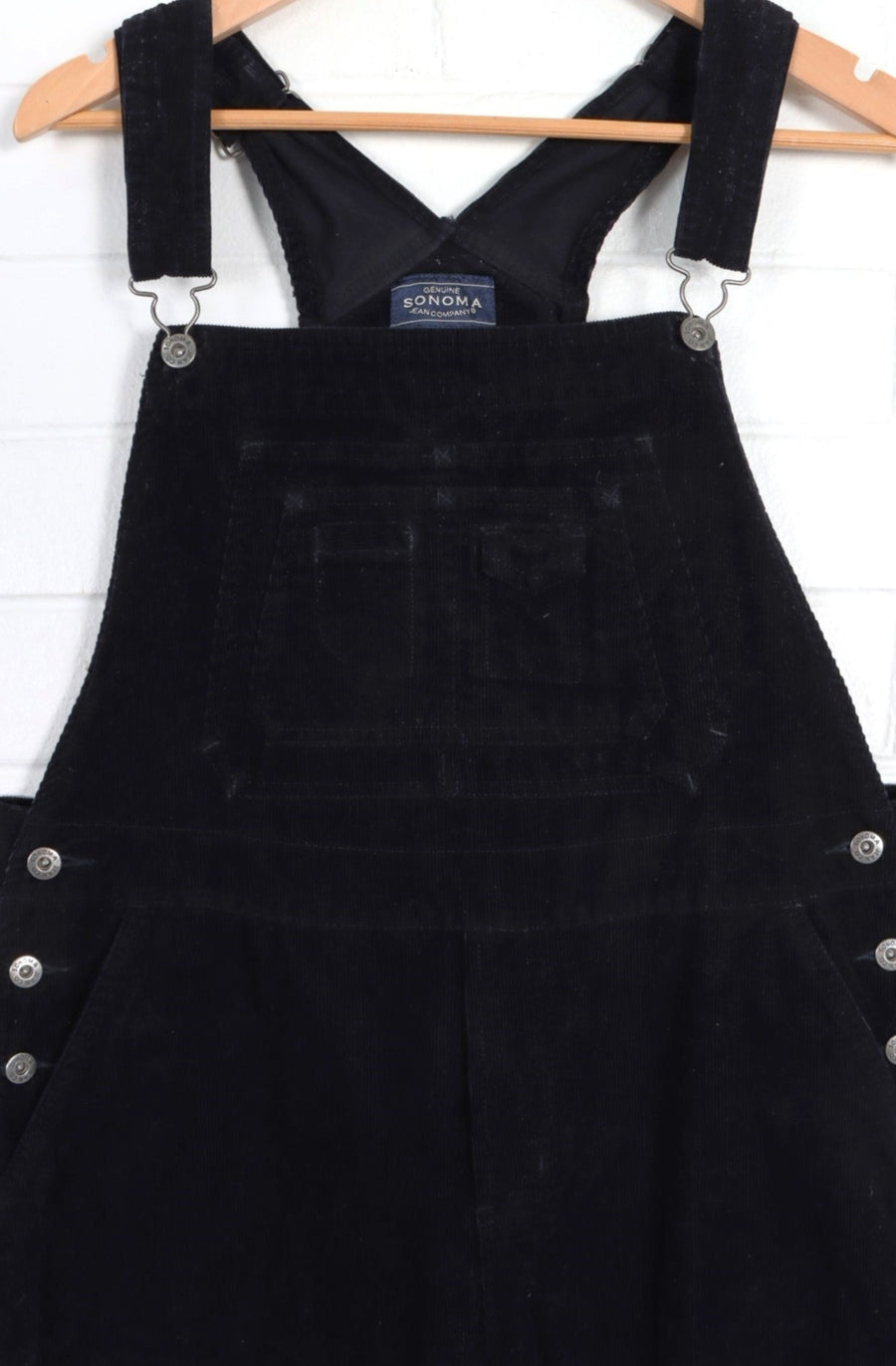 Black Multi Pocket Long Corduroy Overalls (L) - Vintage Sole Melbourne