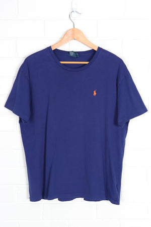 POLO RALPH LAUREN Blue & Orange Embroidered Boxy Tee (M-L) - Vintage Sole Melbourne