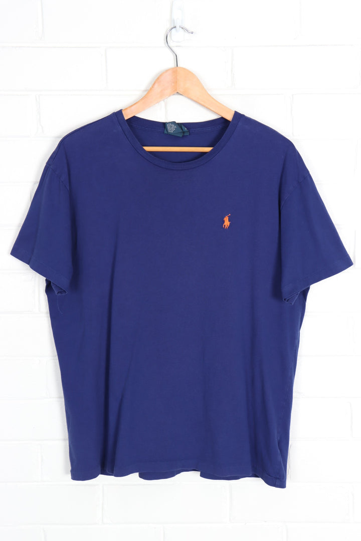 POLO RALPH LAUREN Blue & Orange Embroidered Tee (M-L)