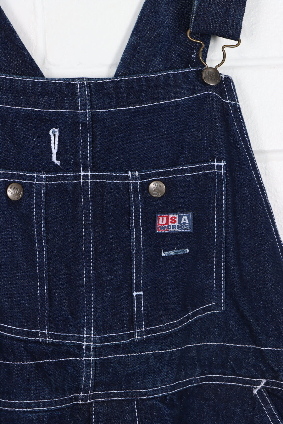 USA WORKS Contrast Stitching Denim Carpenter Overalls (M) - Vintage Sole Melbourne
