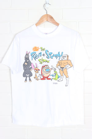 Nickelodeon 1992 Ren & Stimpy Front Back Single Stitch T-Shirt USA Made (M)