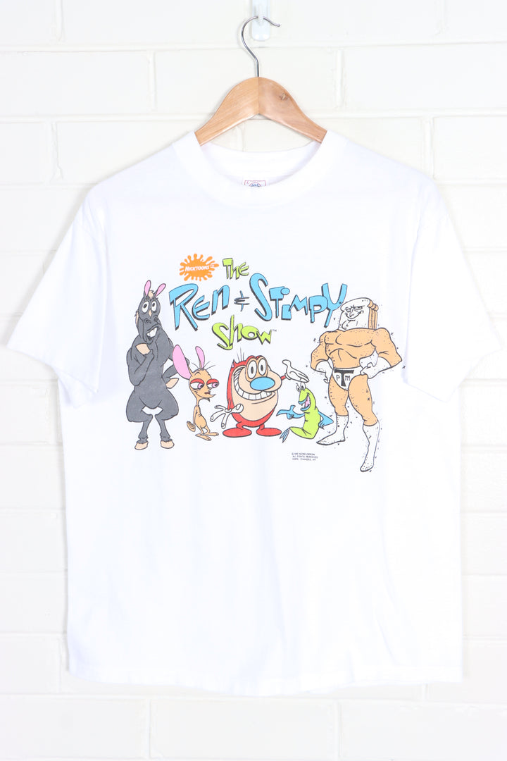 Nickelodeon 1992 Ren & Stimpy Front Back Single Stitch T-Shirt USA Made (M)