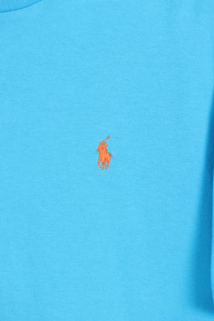 POLO RALPH LAUREN Blue & Orange Embroidered Logo Tee (M-L)