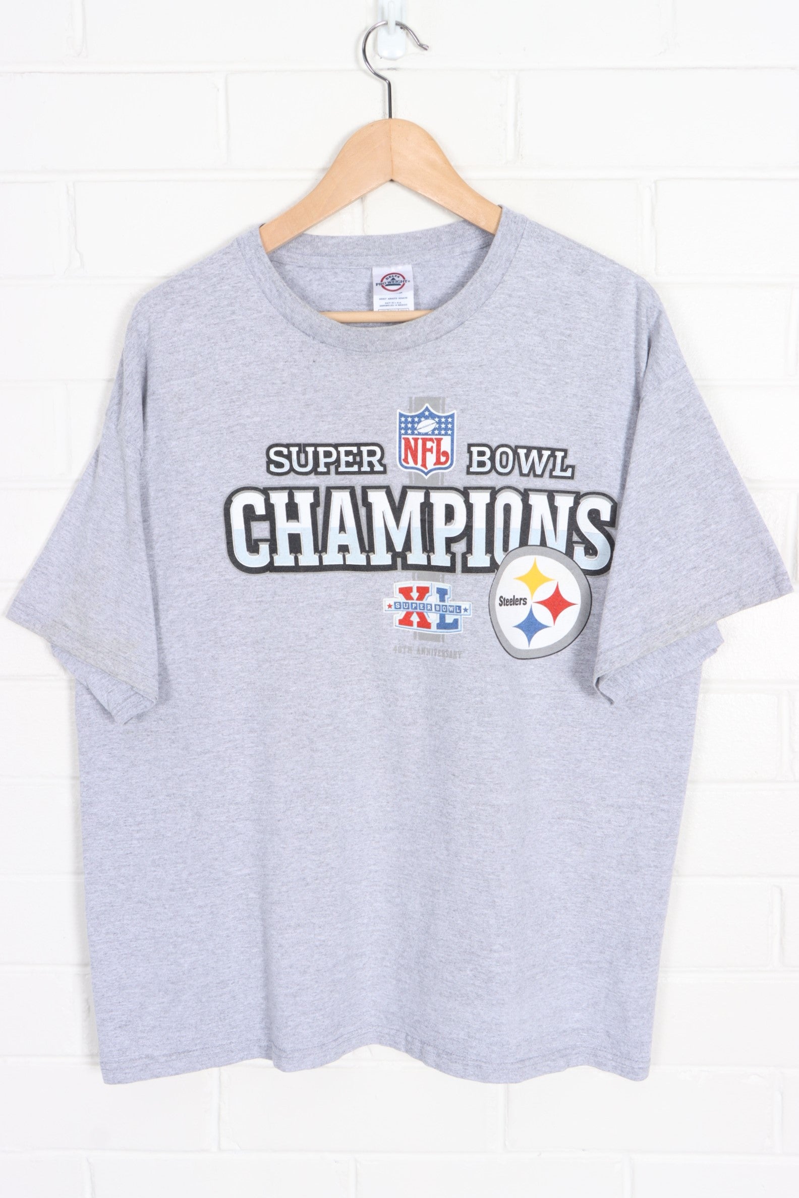 Pittsburgh Steelers NFL Super Bowl XL Champions T-Shirt (L) - Vintage Sole Melbourne