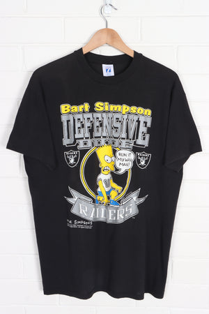 NFL LA Raiders x The Simpsons Bart "Defensive Dude" 1990 T-Shirt USA Made (L)