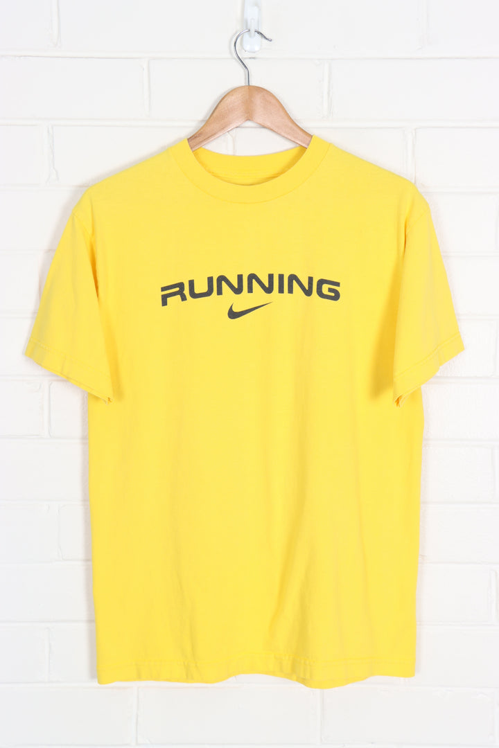 NIKE Centre Swoosh Running Black & Yellow T-Shirt (S)