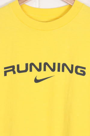 NIKE Centre Swoosh Running Black & Yellow T-Shirt (S)