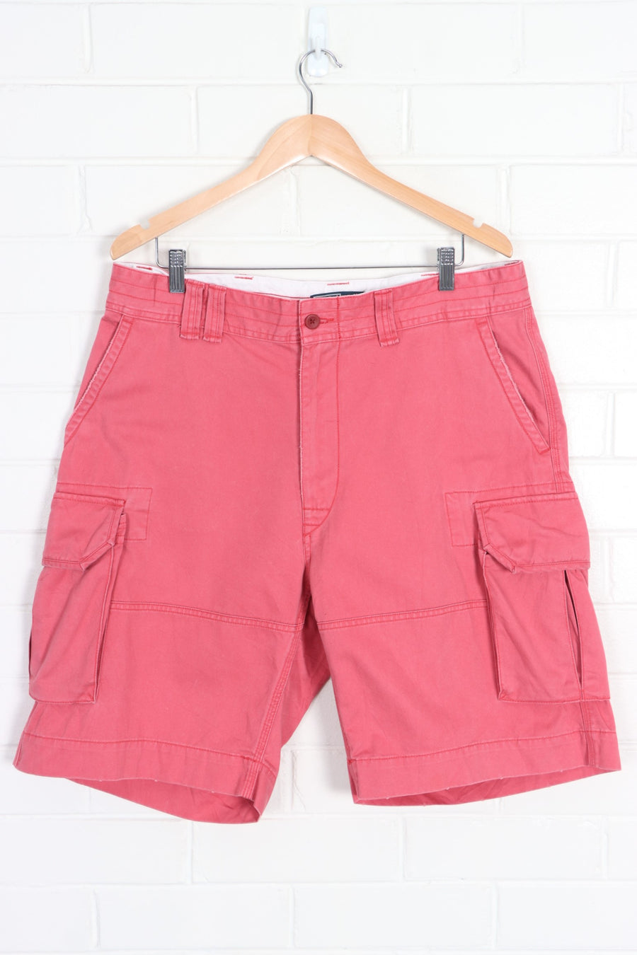 RALPH LAUREN POLO Washed Red Y2K Cargo Shorts (36)