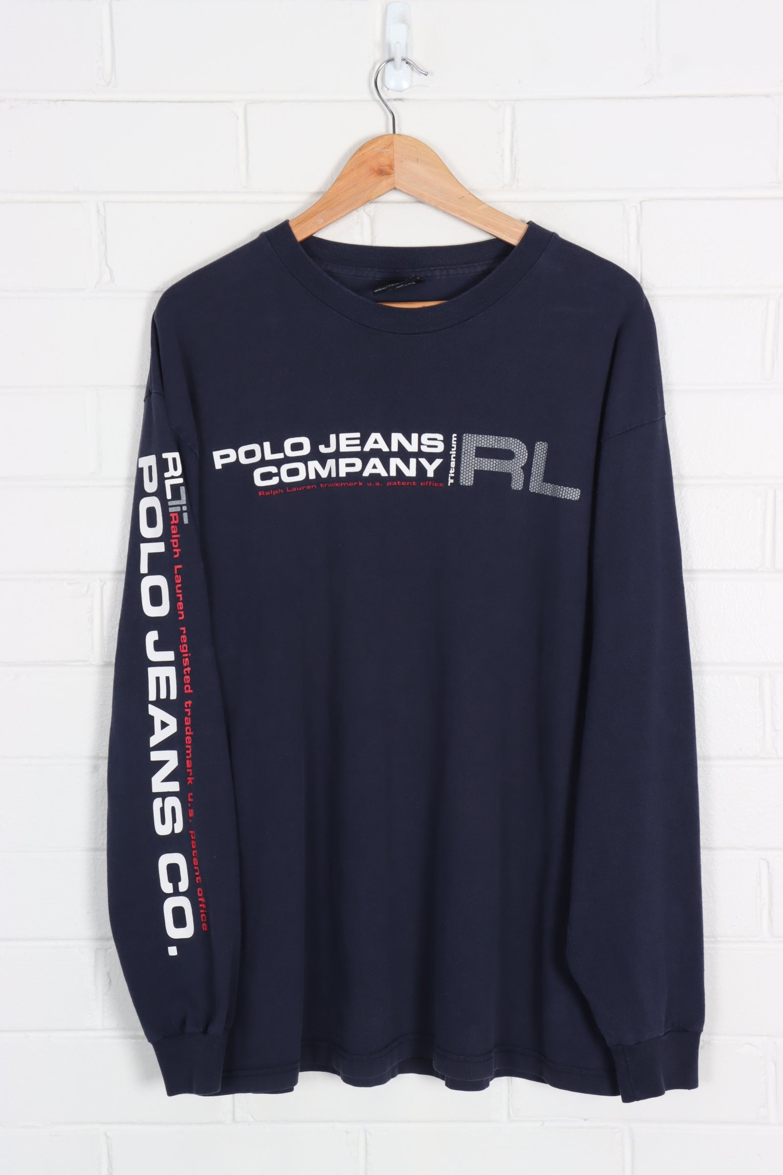 POLO JEANS RALPH LAUREN Titanium USA Made Long Sleeve T-Shirt (XL) - Vintage Sole Melbourne