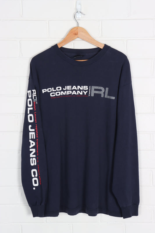 POLO JEANS RALPH LAUREN Titanium USA Made Long Sleeve T-Shirt (XL) - Vintage Sole Melbourne