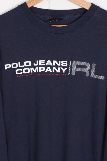 POLO JEANS RALPH LAUREN Titanium USA Made Long Sleeve T-Shirt (XL) - Vintage Sole Melbourne
