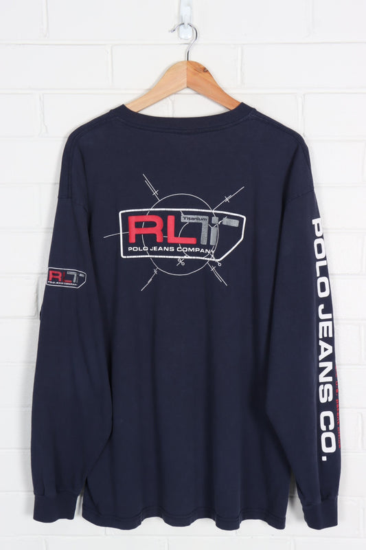 POLO JEANS RALPH LAUREN Titanium USA Made Long Sleeve T-Shirt (XL) - Vintage Sole Melbourne
